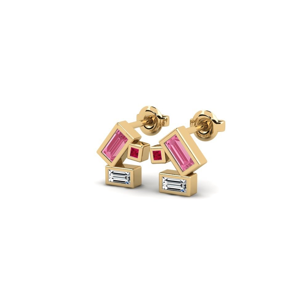 Saphir Rose Boucle d'oreille femme Jalingo