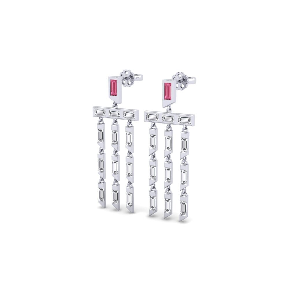 Saphir Rose Boucle d'oreille femme Mitsetse