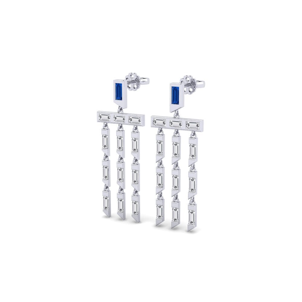 Zircônia azul escuro Brincos Feminino Mitsetse