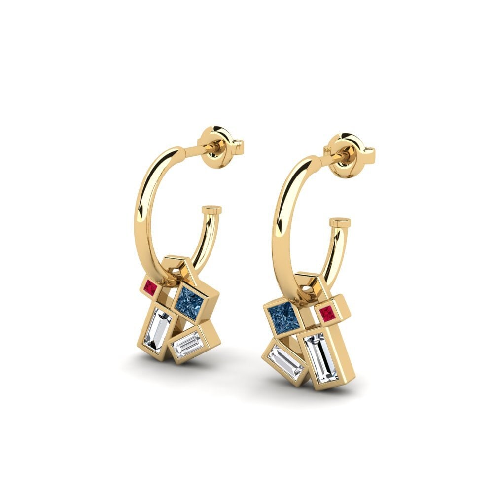Diamante Azul Brincos Feminino Mgarr