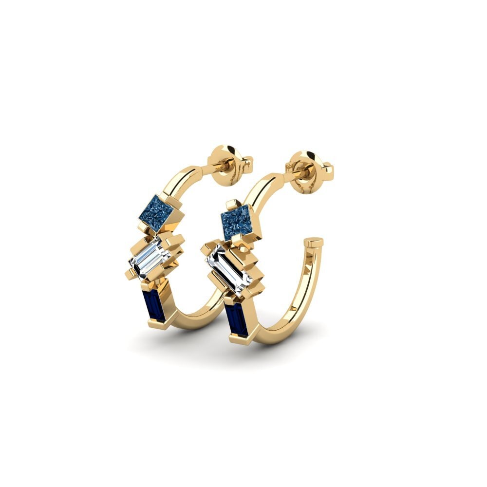 Diamante Azul Brincos Feminino Utiroa