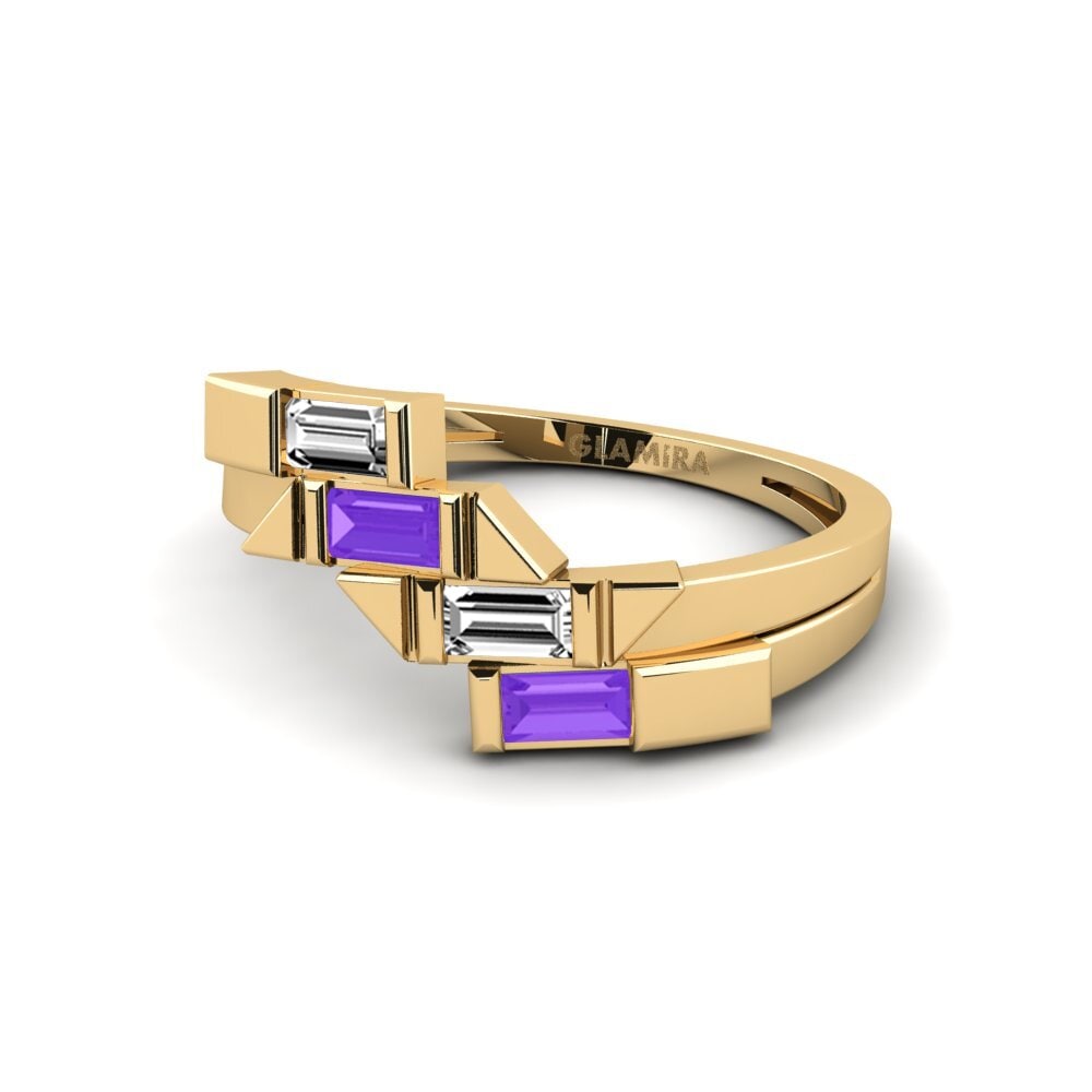 14ct Yellow Gold Amethyst Ring Virtueltor