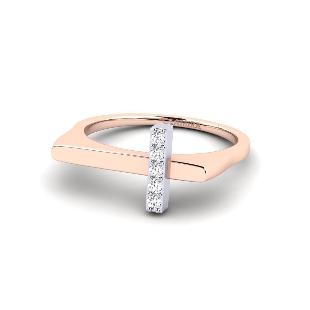 14k Oro Rosa & Blanco Anillo Casette