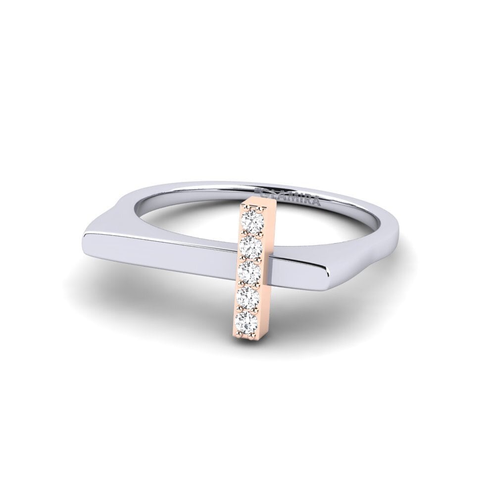 14ct White & Rose Gold Ring Casette
