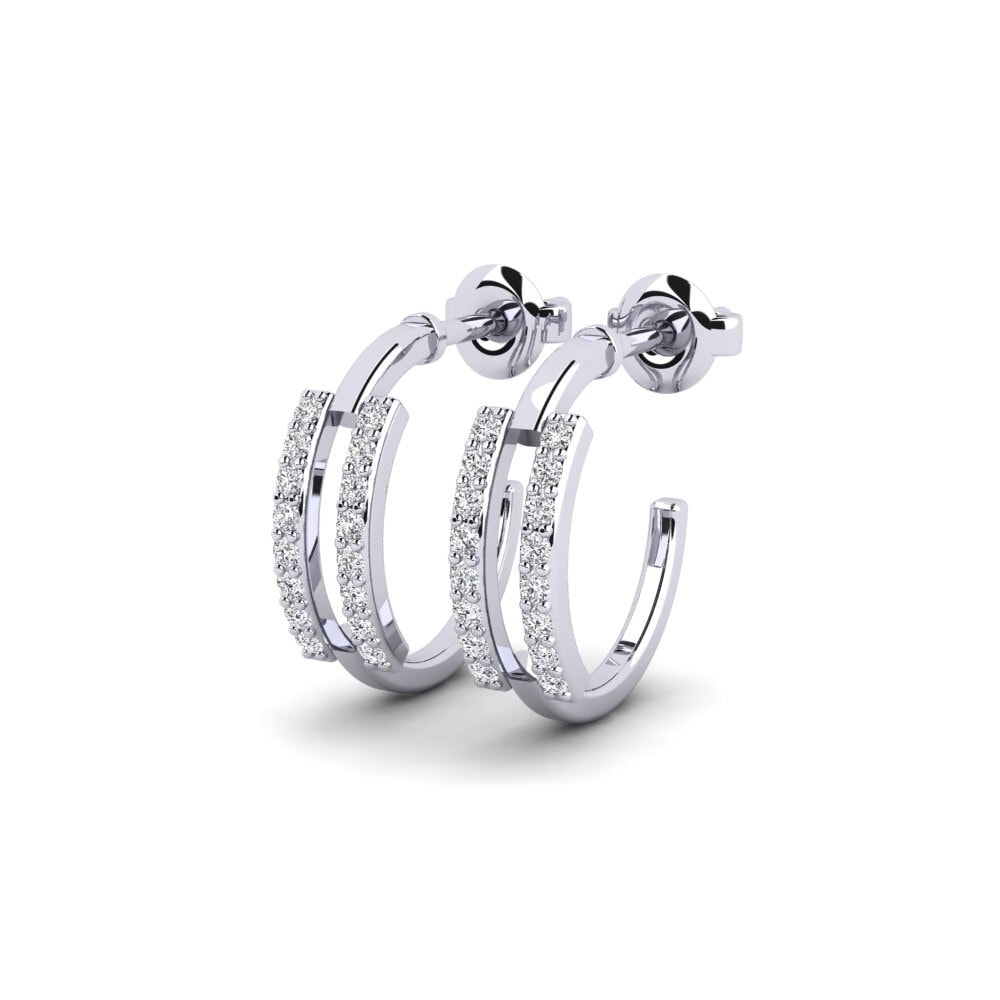 14k Oro Blanco Pendiente de mujer Jiwaki