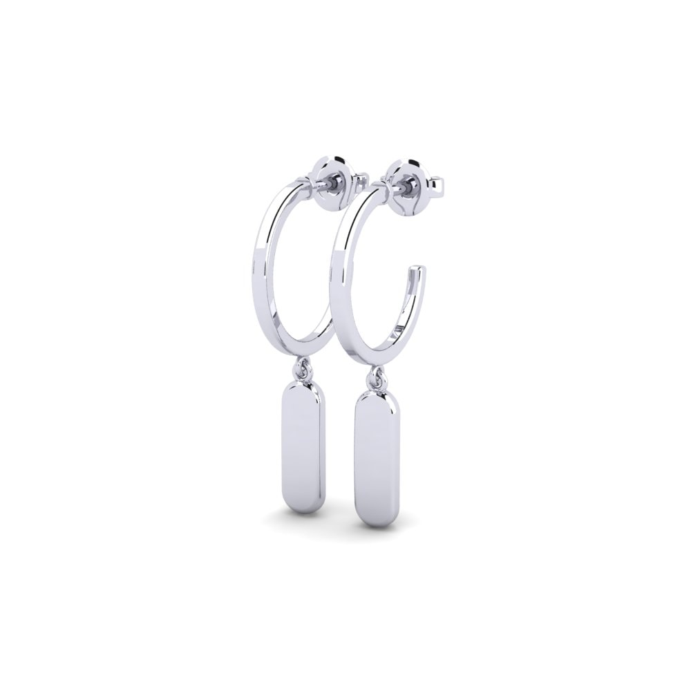 14k Oro Blanco Pendiente Lihtne
