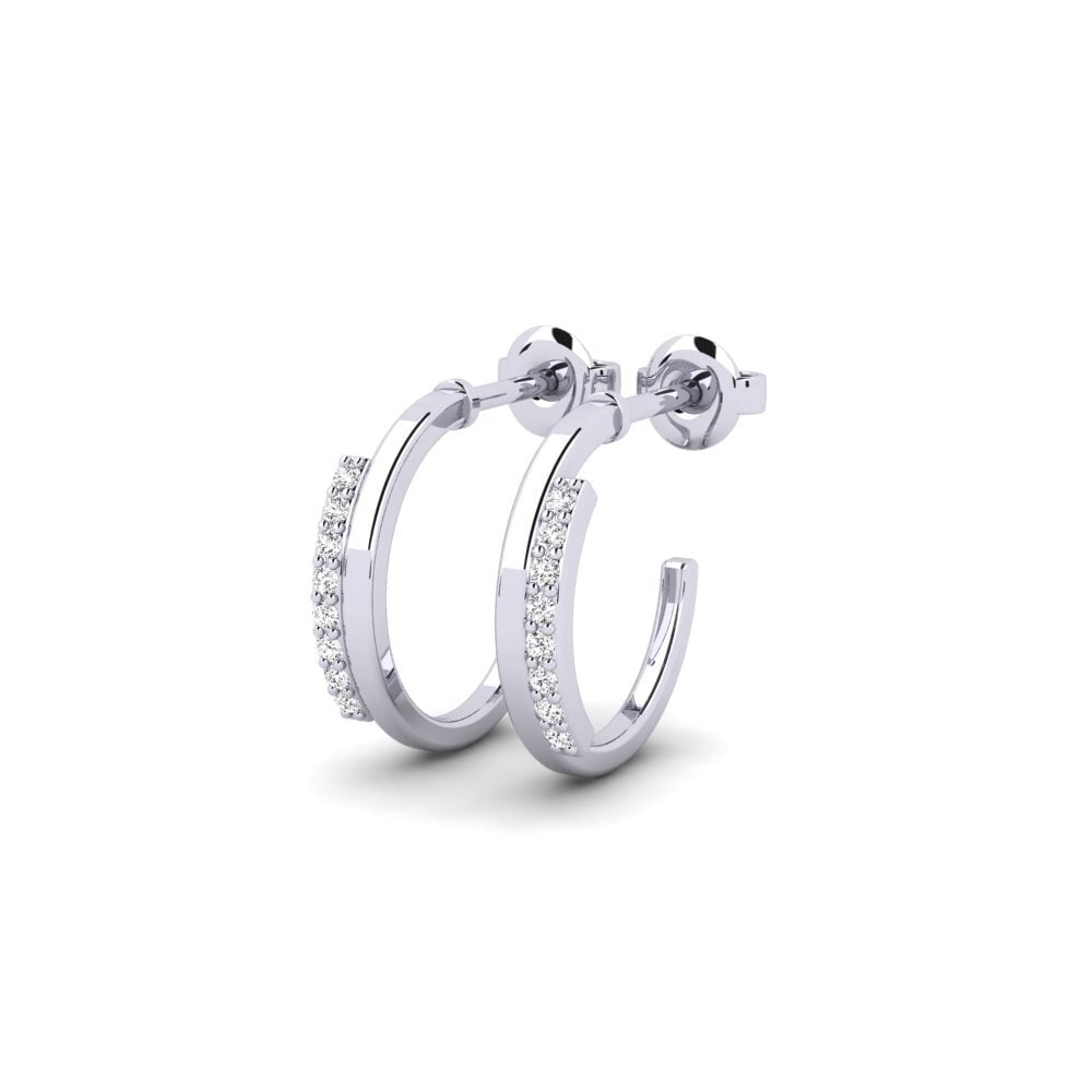 14ct White Gold Women's Earring Menyang