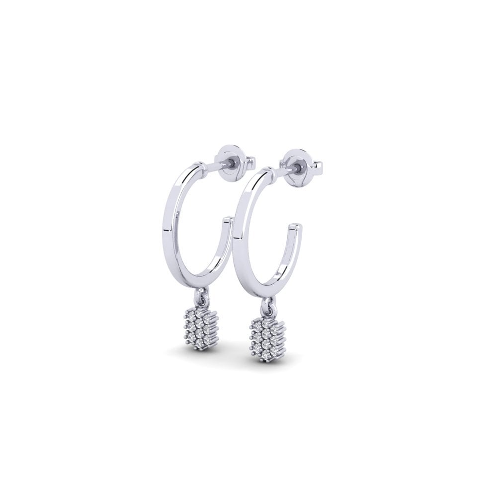 14k Oro Blanco Pendiente de mujer Nwunu