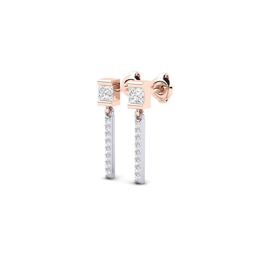 14ct White & Rose Gold Women's Earring Panjang