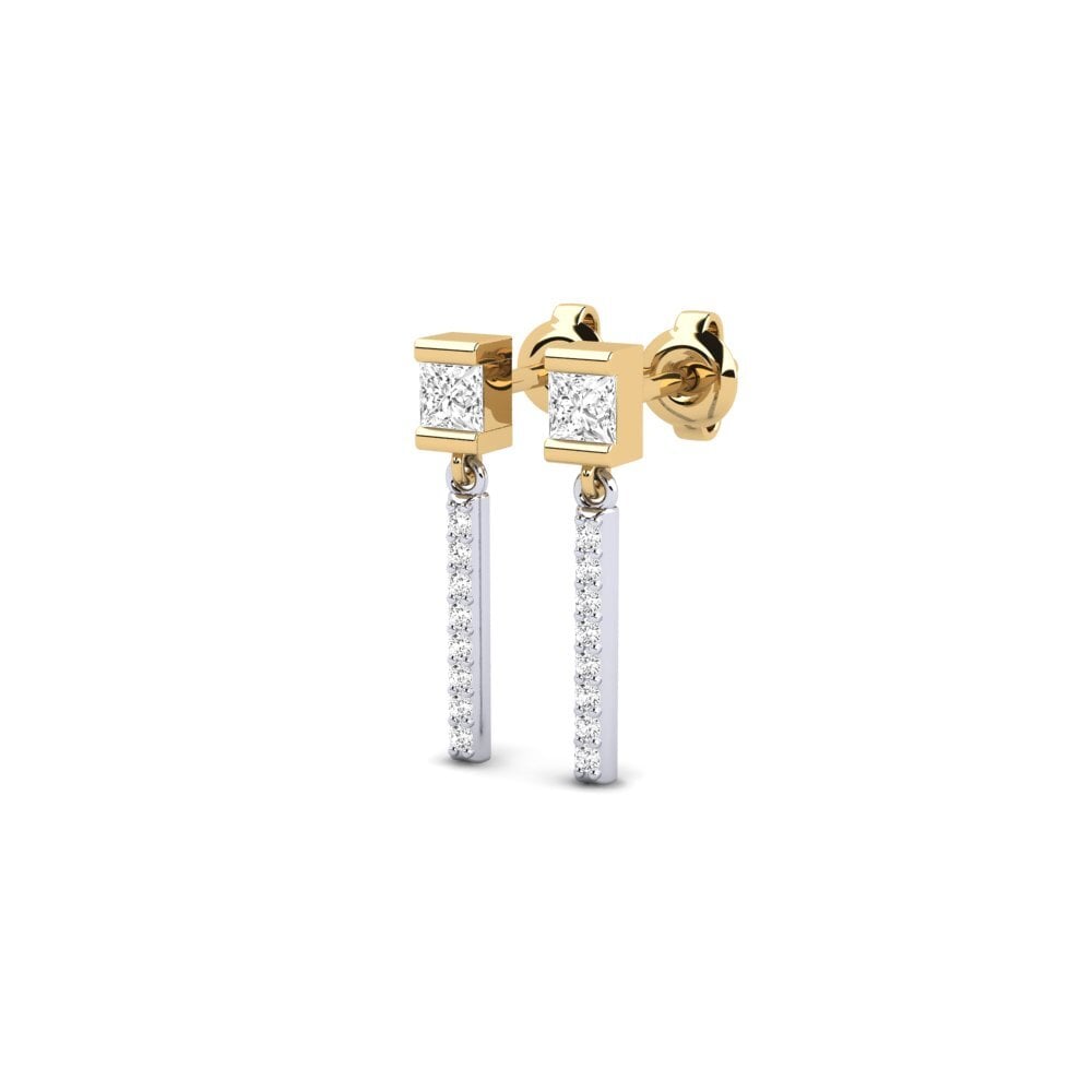 14ct White & Yellow Gold Women's Earring Panjang
