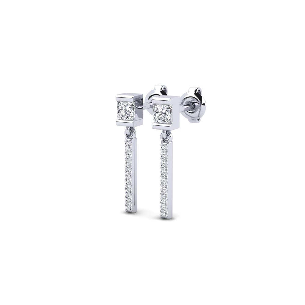 14k Oro Blanco Pendiente de mujer Panjang