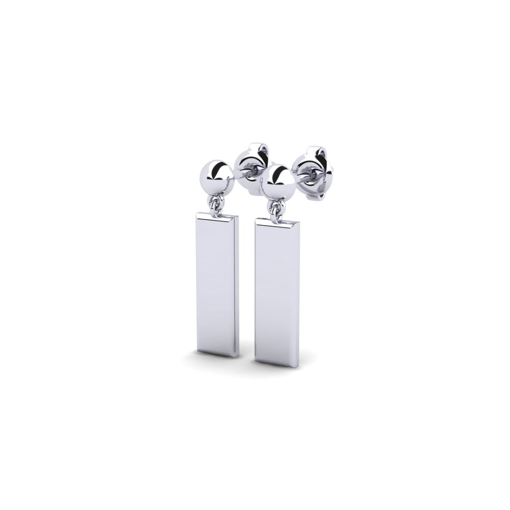 14k Oro Blanco Pendiente Ringkas