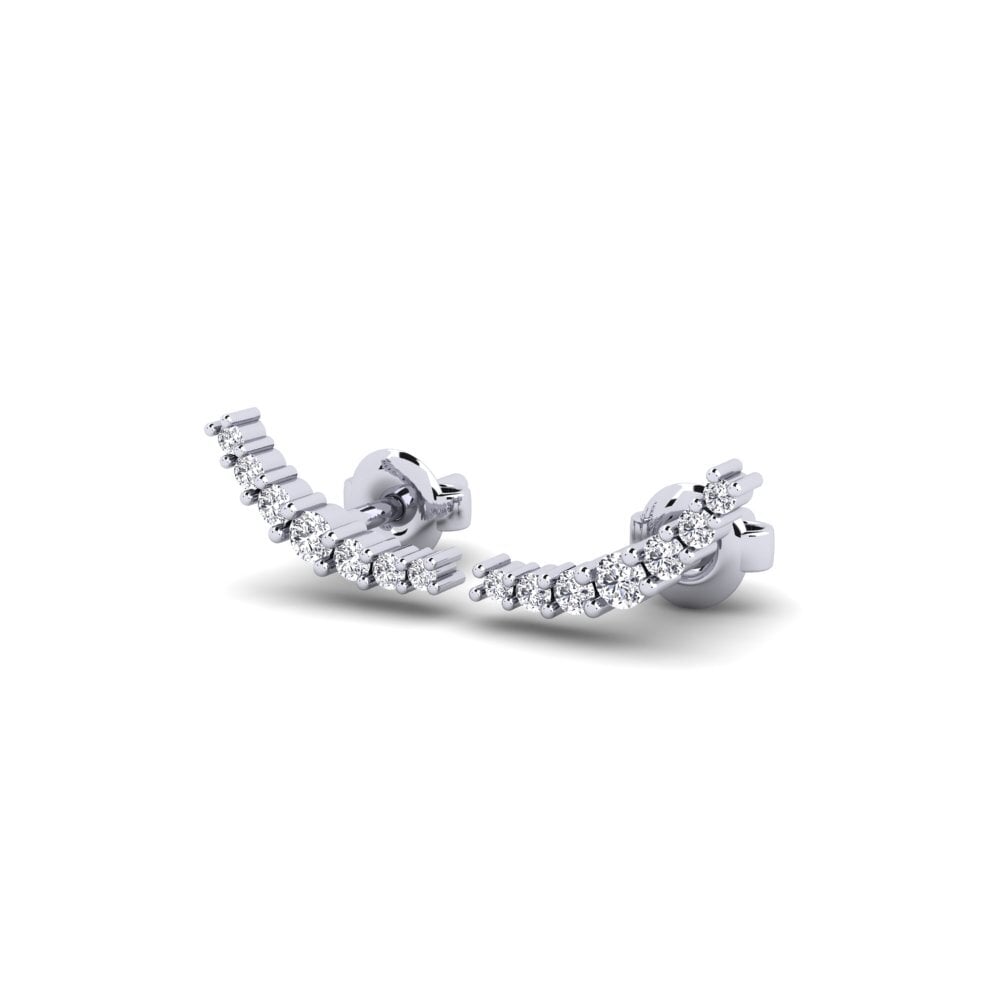 14k Oro Blanco Diamante Pendiente de mujer Sigte