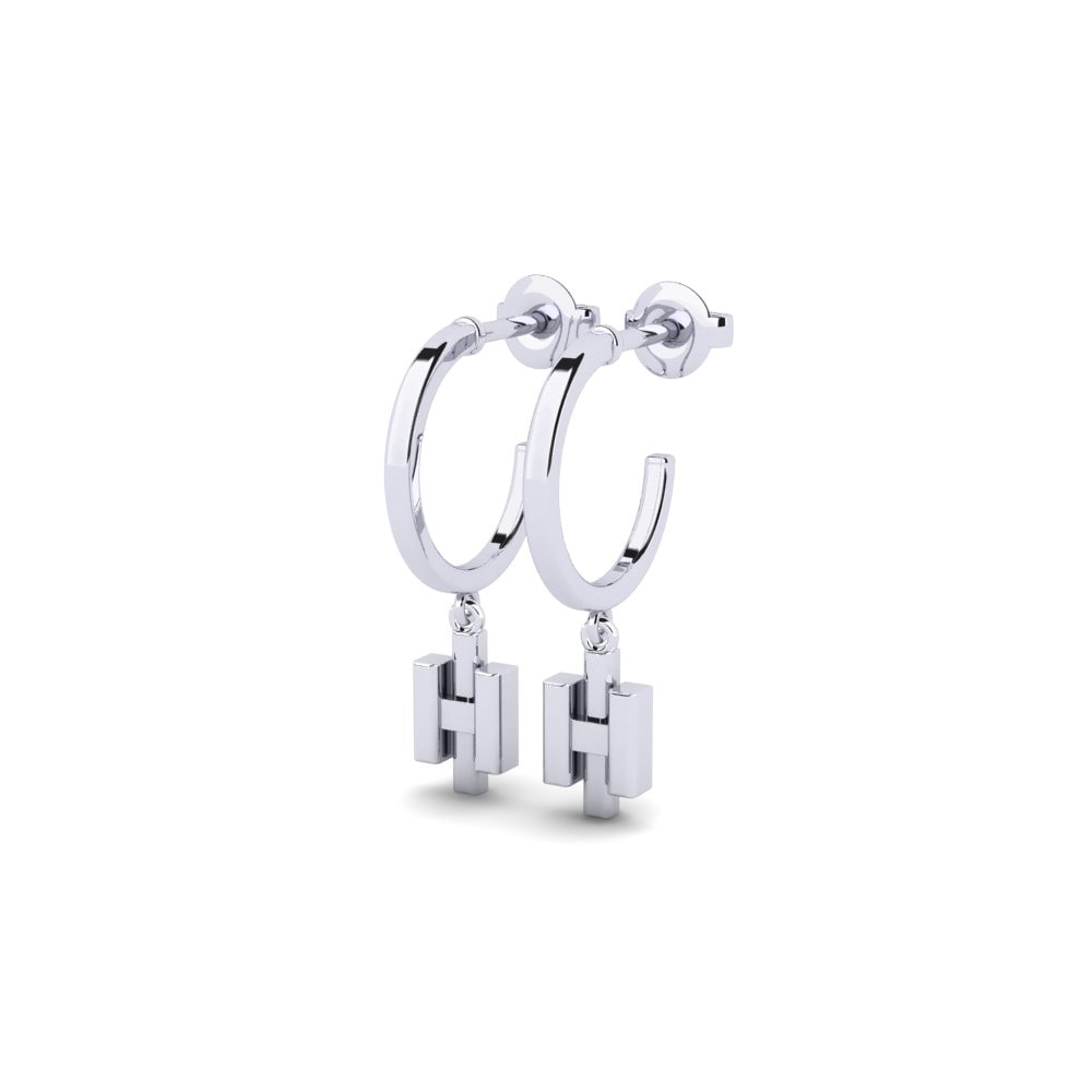 14k Oro Blanco Pendiente Siwin