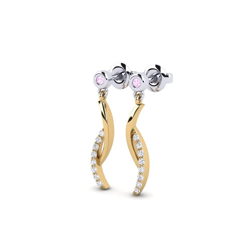 14k Oro Amarillo & Blanco Zafiro Rosado Pendiente de mujer Skillnad
