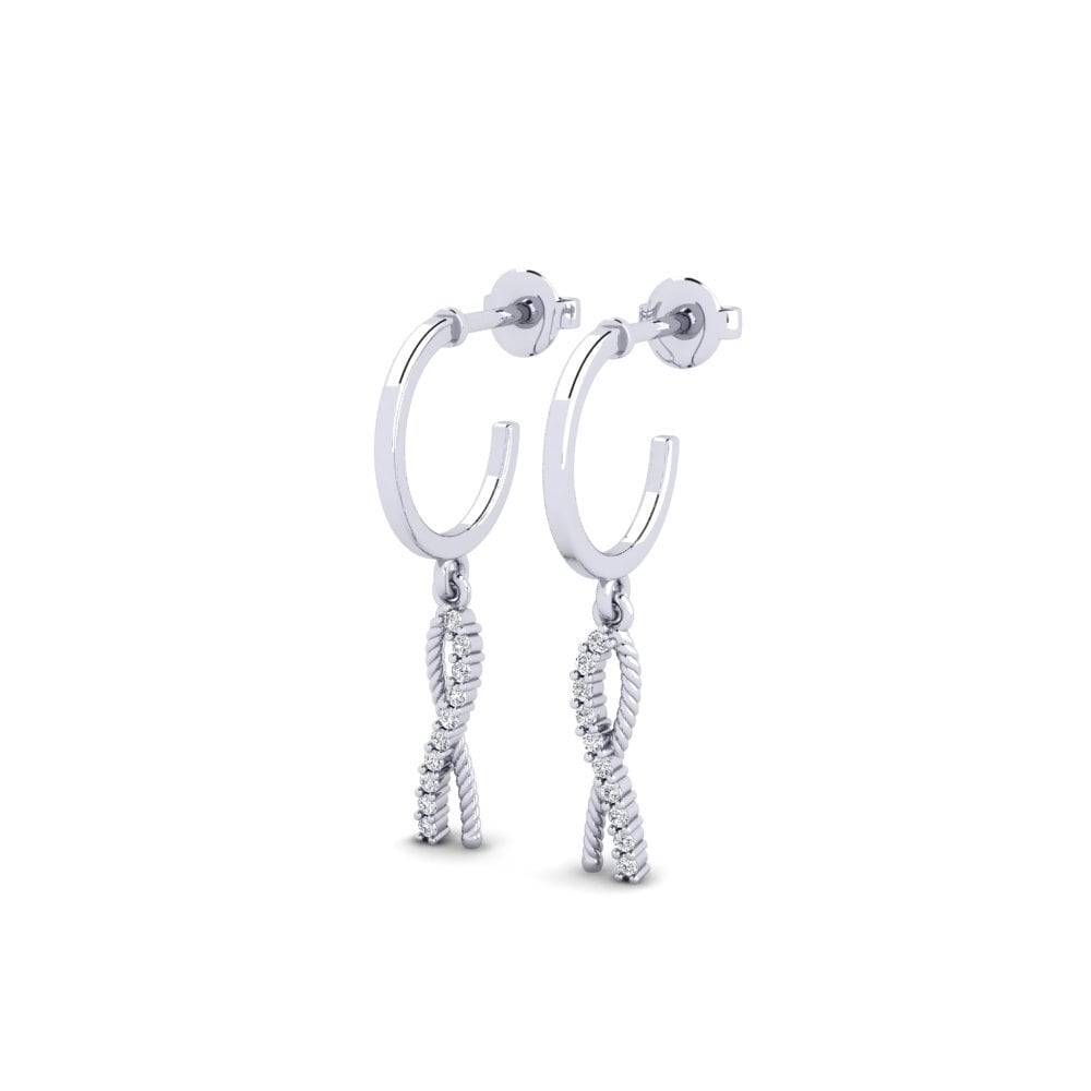 14k Oro Blanco Pendiente de mujer Verhindern