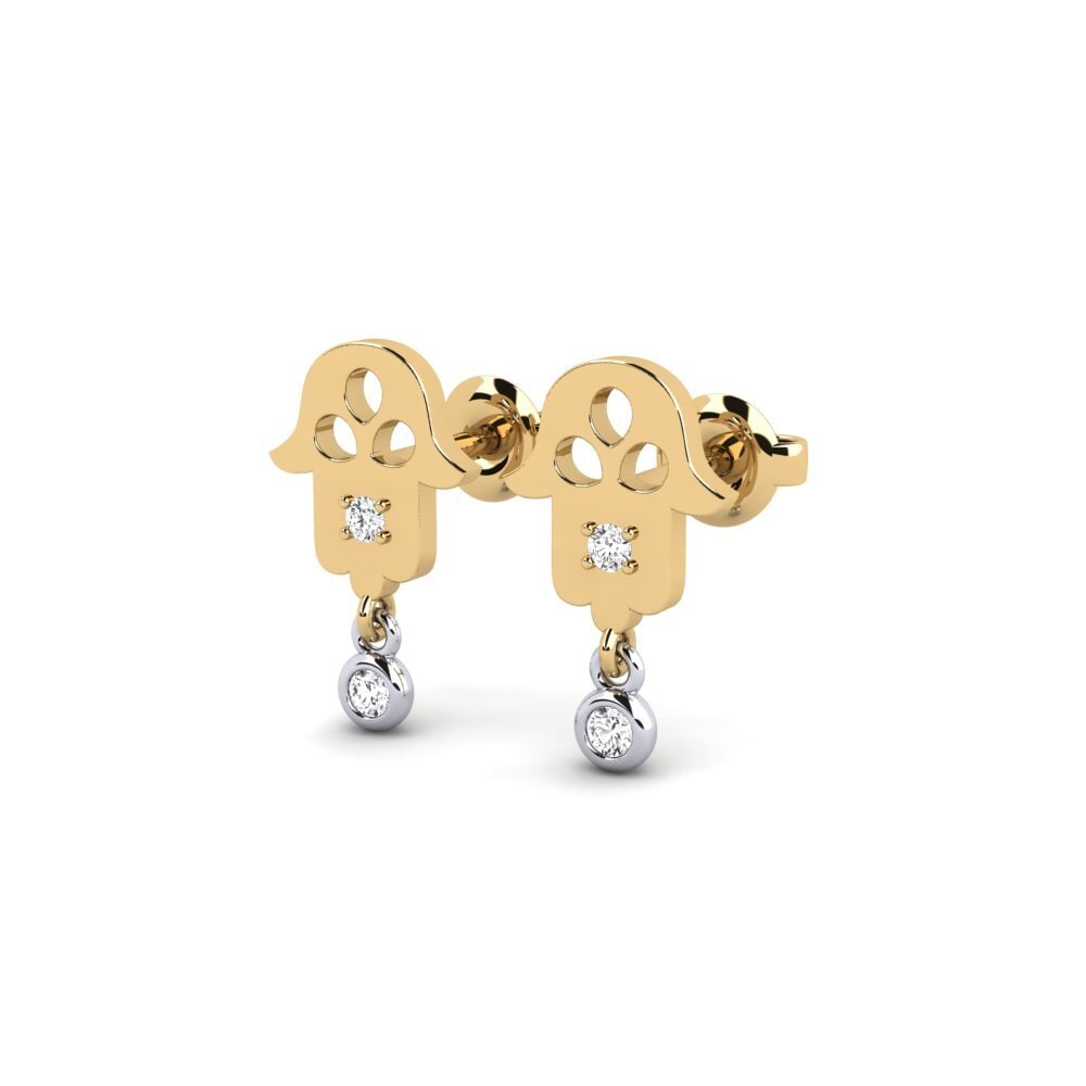 14ct Yellow & White Gold Women's Earring Foirfe