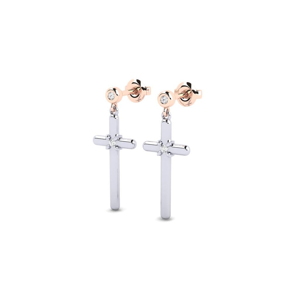 14ct White & Rose Gold Women's Earring Cristh