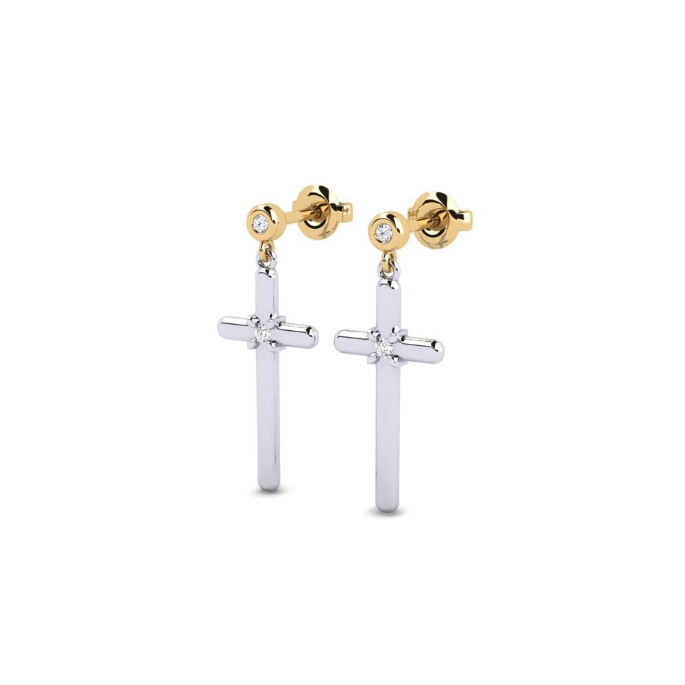 14ct White & Yellow Gold Women's Earring Cristh