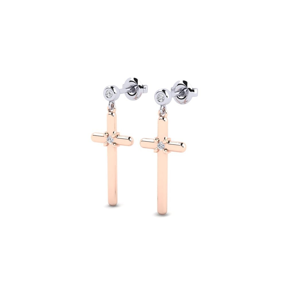 9k Oro Rosa & Blanco Pendiente de mujer Cristh