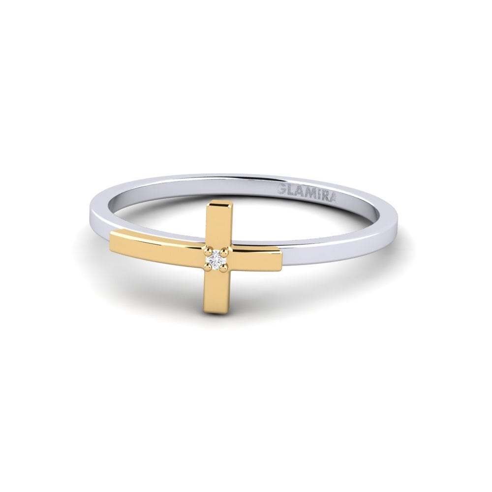 14ct White & Yellow Gold Stackable Ring Glowy