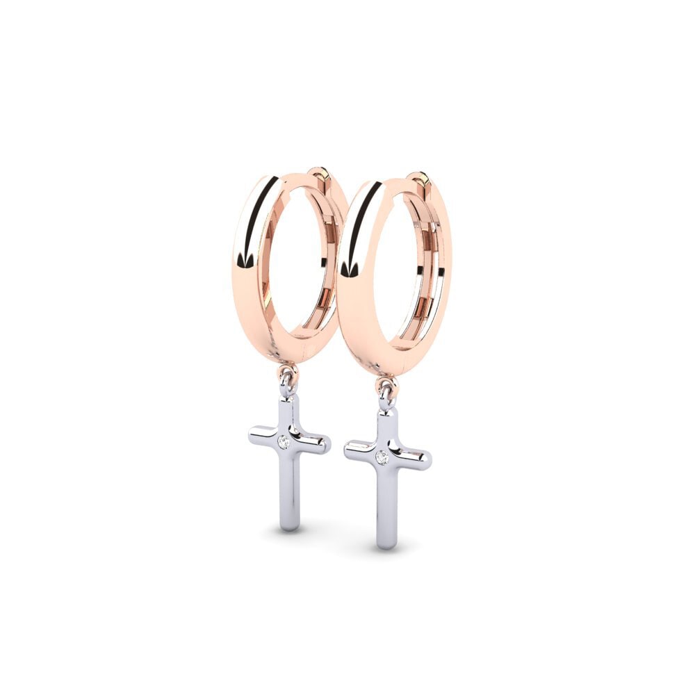 14k Oro Rosa & Blanco Pendiente de mujer Hullys