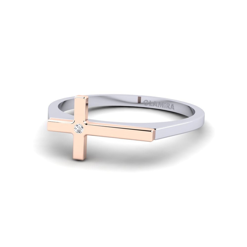14ct White & Rose Gold Stackable Ring Meradoc