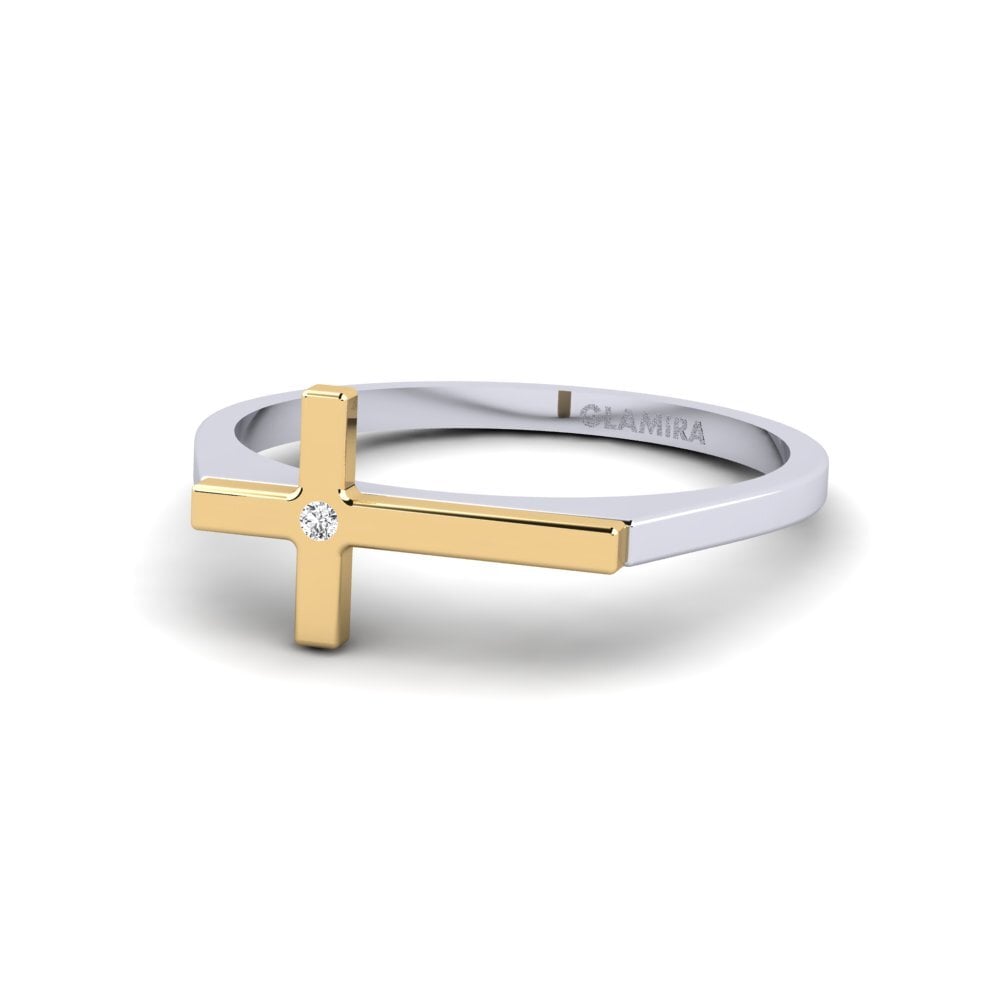 14ct White & Yellow Gold Stackable Ring Meradoc