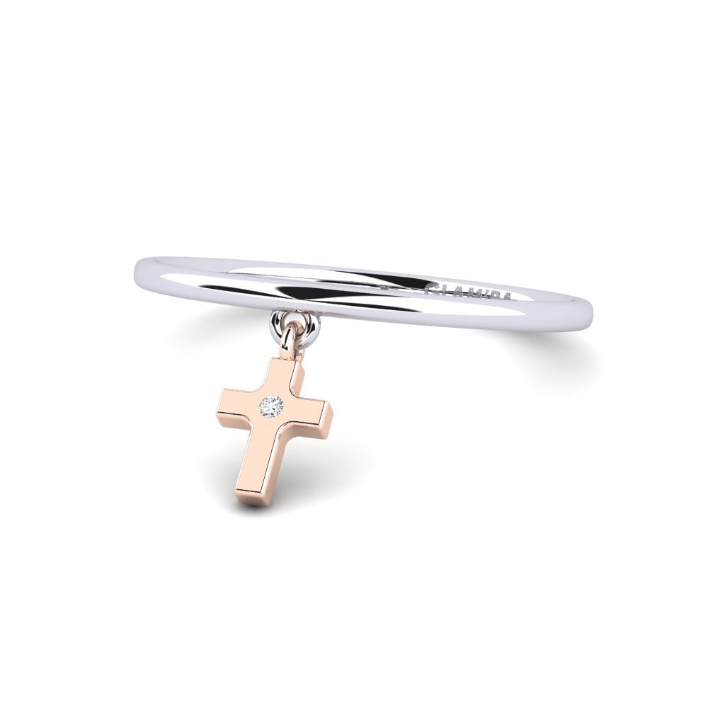 14ct White & Rose Gold Stackable Ring Tracys