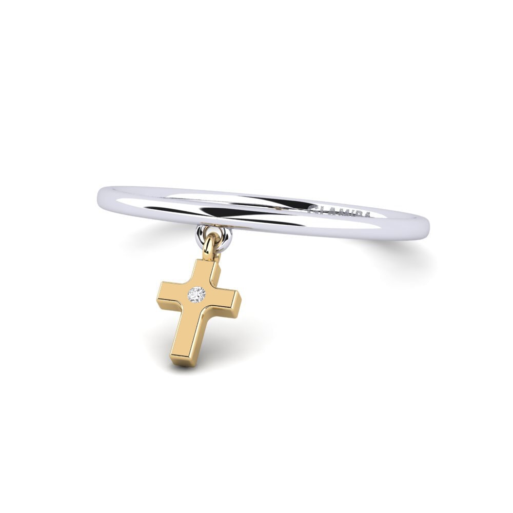 14ct White & Yellow Gold Stackable Ring Tracys