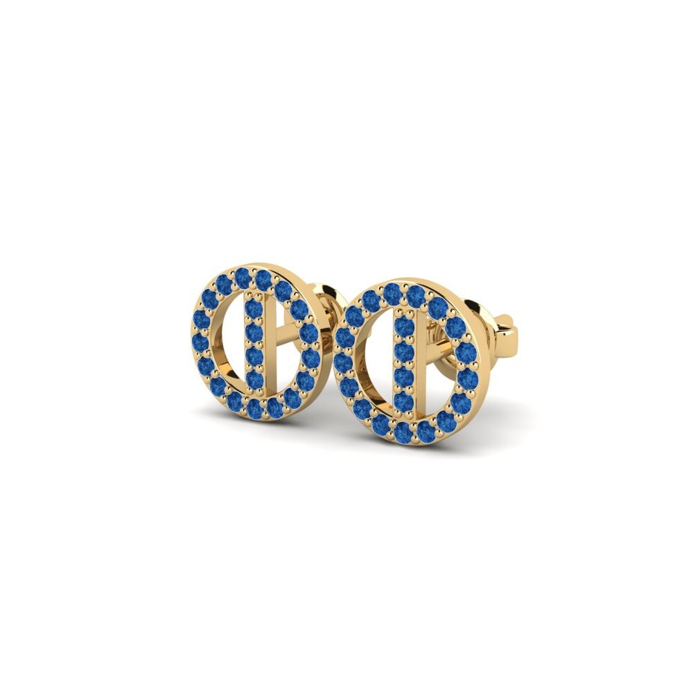 Zircônia azul escuro Brincos Feminino Atenka