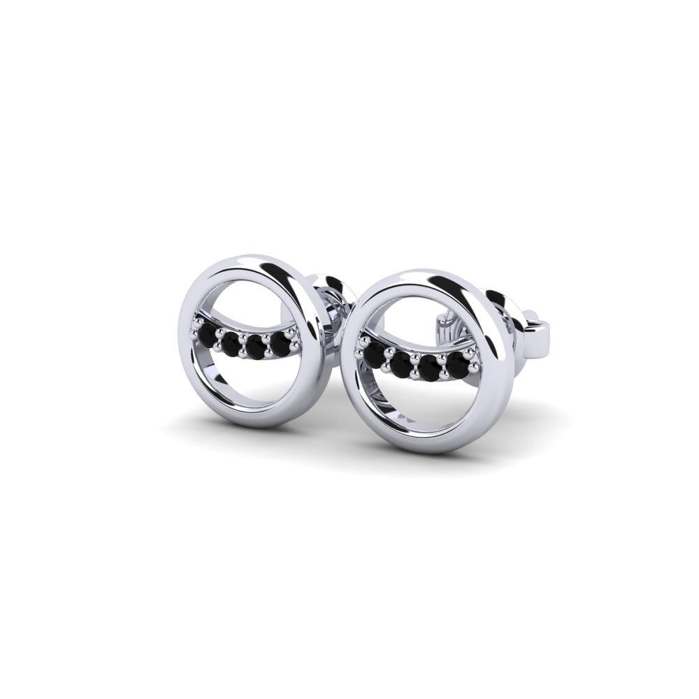 Oro Bianco 585 Diamante Nero Orecchino da donna Dejjem