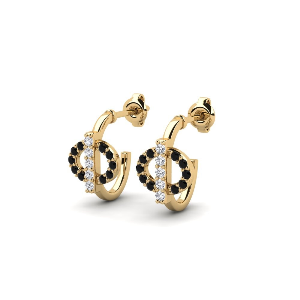 Safira negra Brincos Feminino Sider