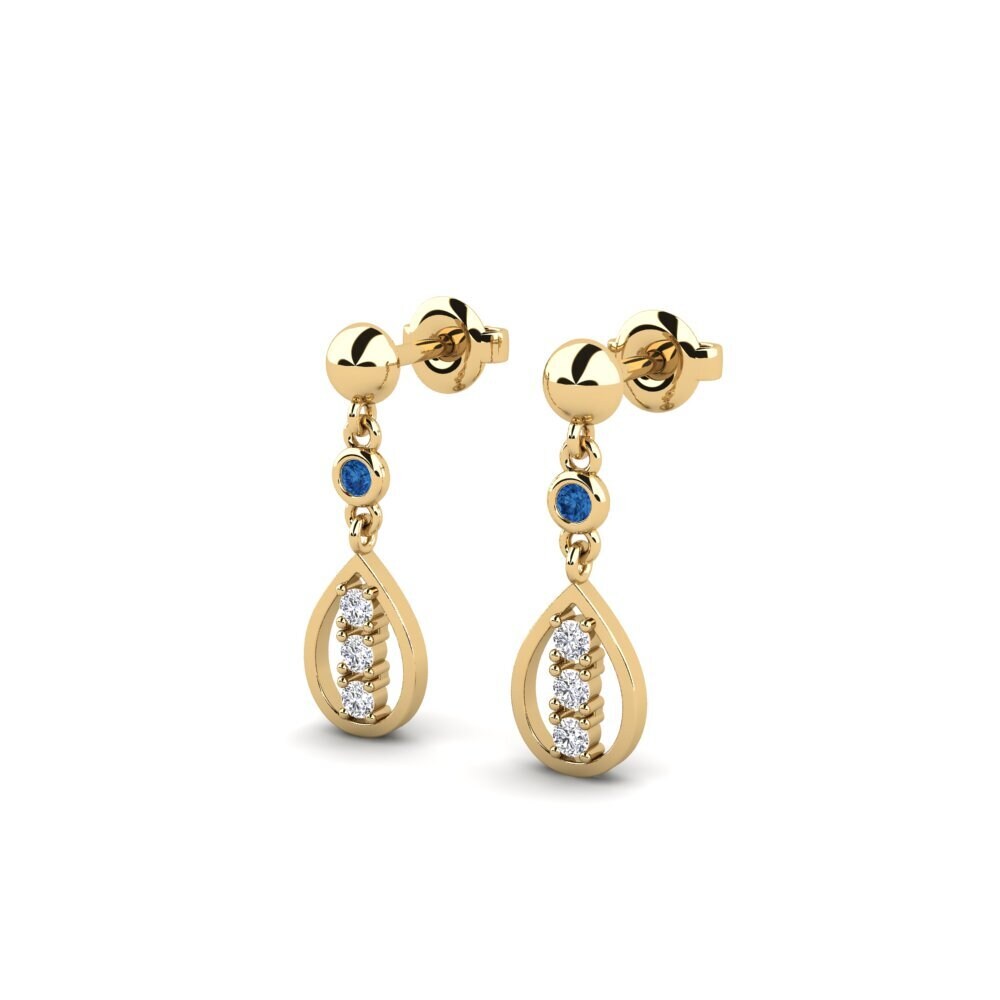 Zircônia azul escuro Brincos Feminino Denove