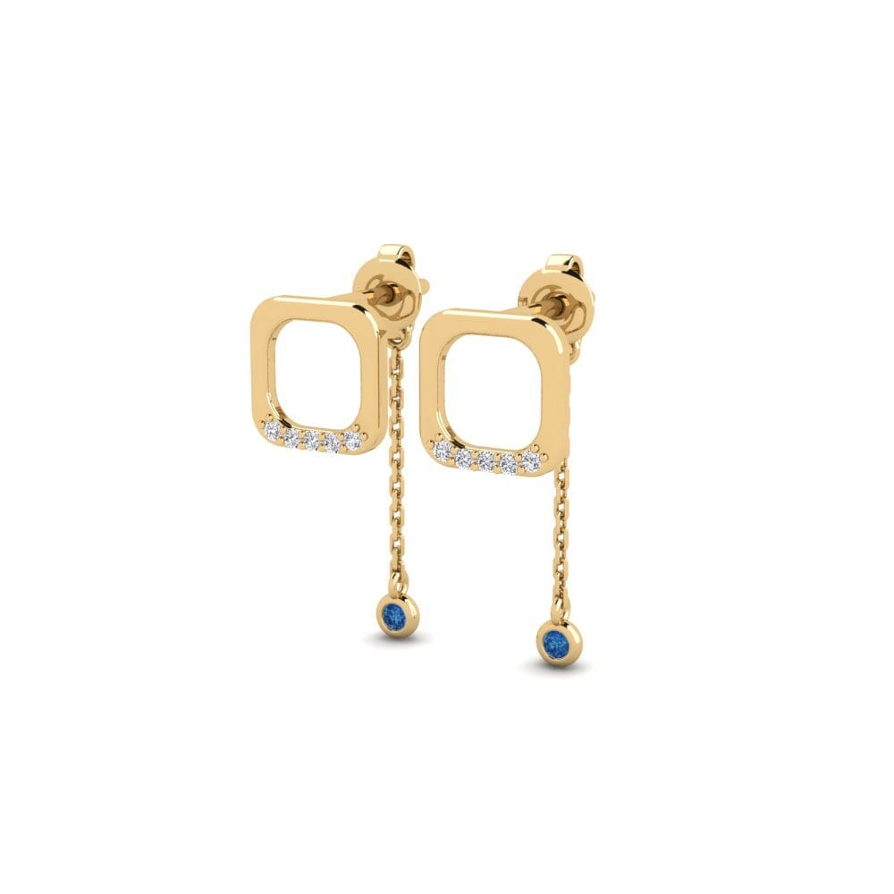 Zircônia azul escuro Brincos Feminino Deti
