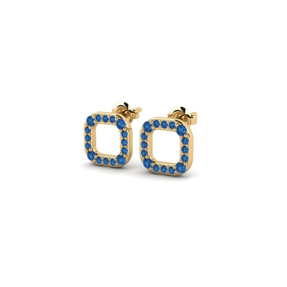 Zircônia azul escuro Brincos Feminino Firkant