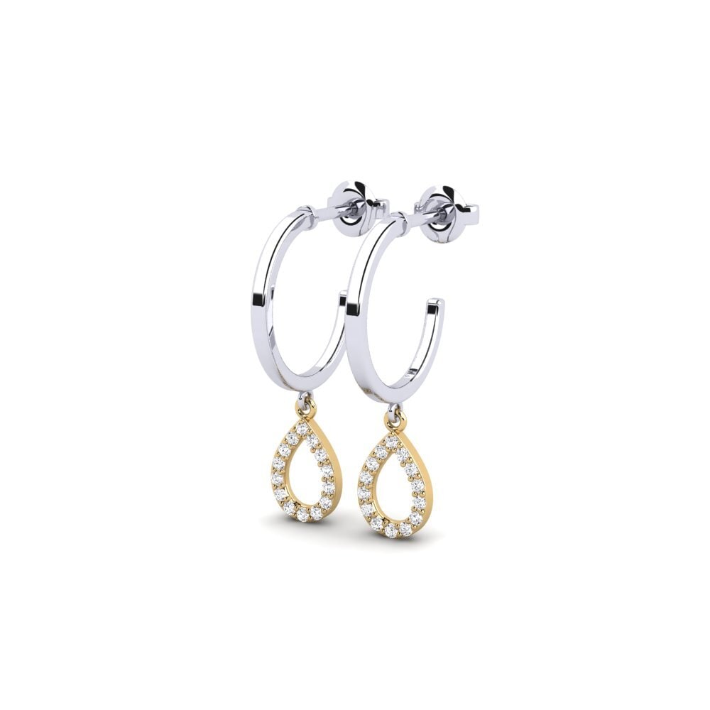 14ct White & Yellow Gold Women's Earring Itinnag