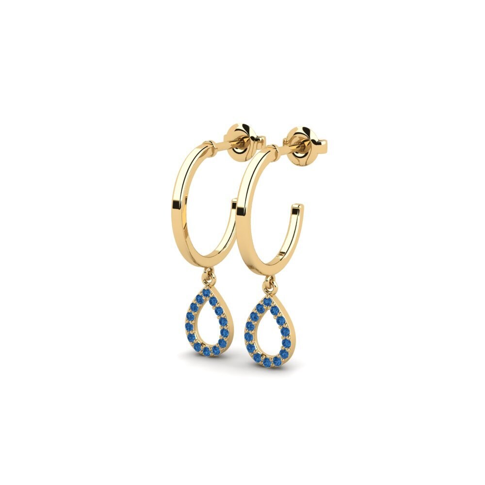 Zircônia azul escuro Brincos Feminino Itinnag