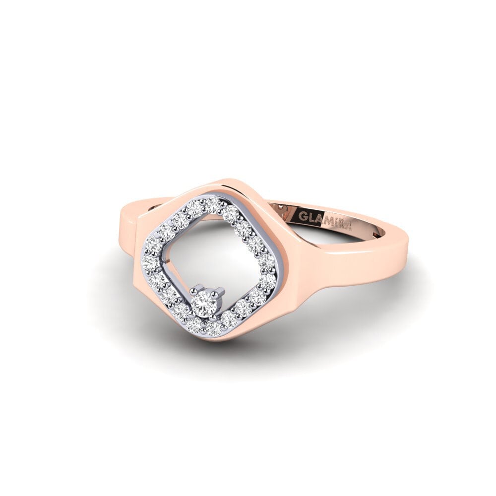 14k Oro Rosa & Blanco Anillo Kuwadrado