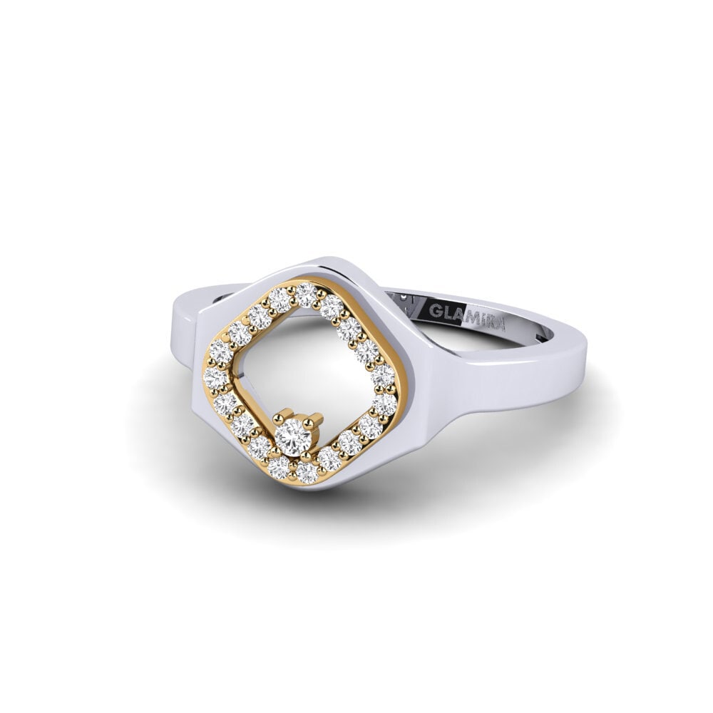 14ct White & Yellow Gold Ring Kuwadrado