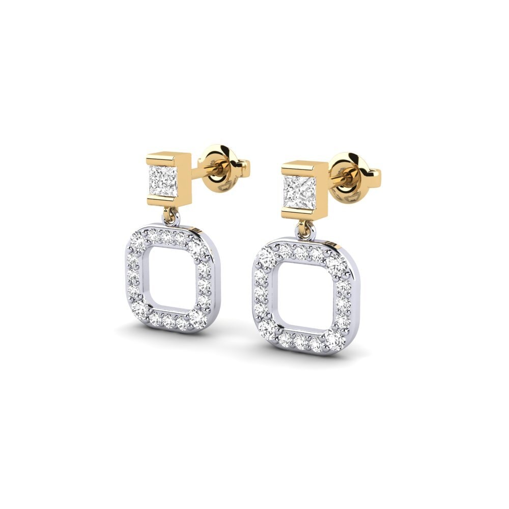 14ct White & Yellow Gold Women's Earring Kvadarto