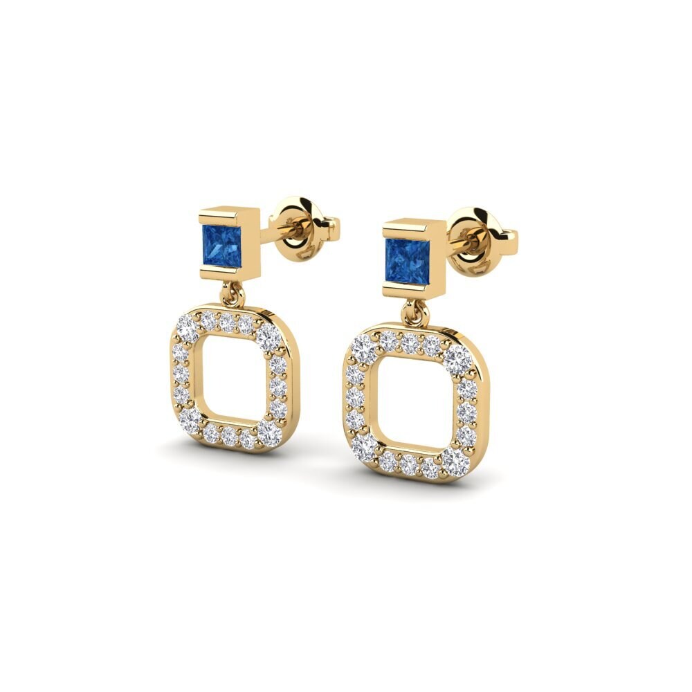 Zircônia azul escuro Brincos Feminino Kvadarto