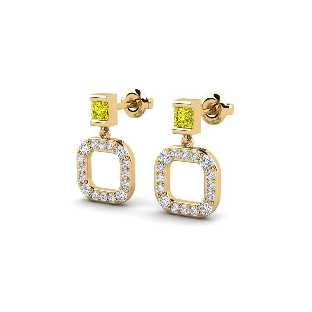 Diamante Amarillo Pendiente de mujer Kvadarto