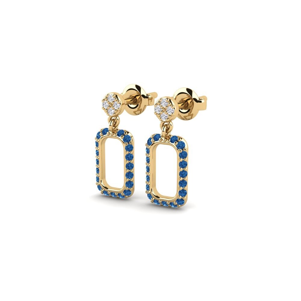 Zircônia azul escuro Brincos Feminino Malaki