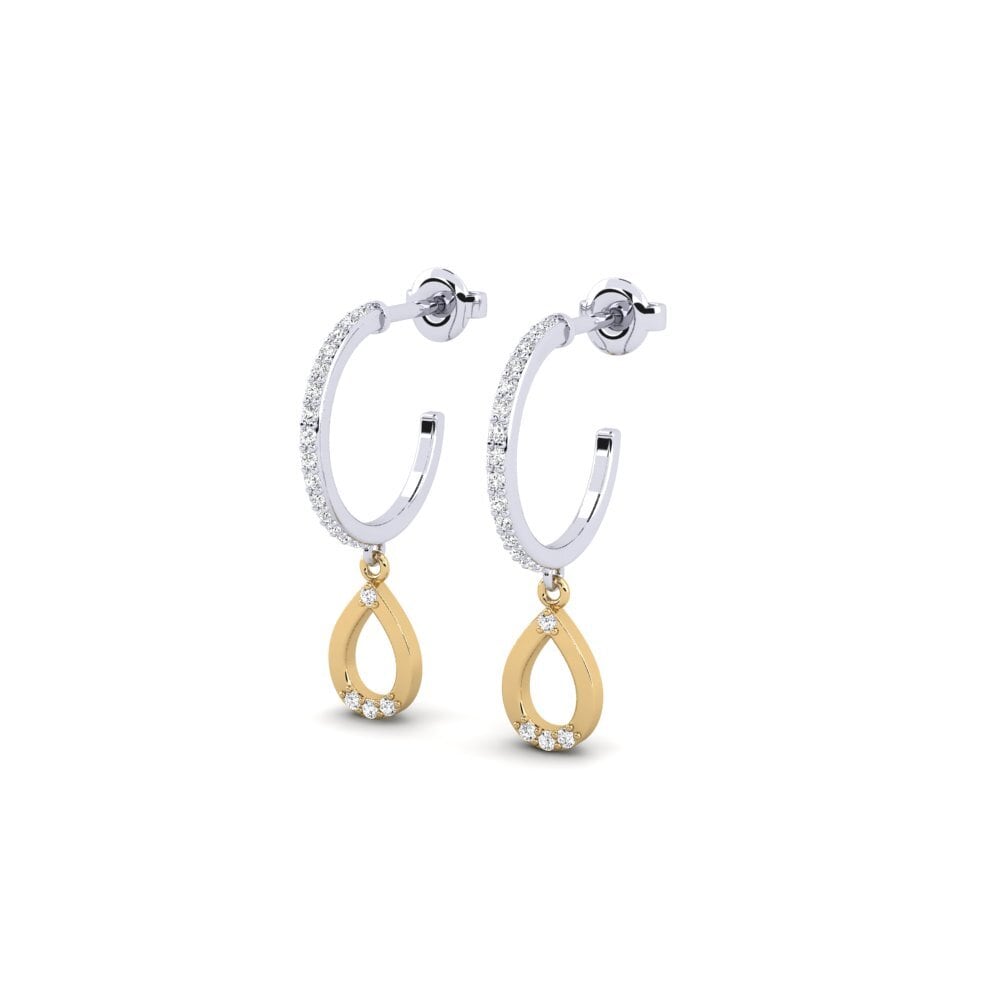 14ct White & Yellow Gold Women's Earring Opnieuw