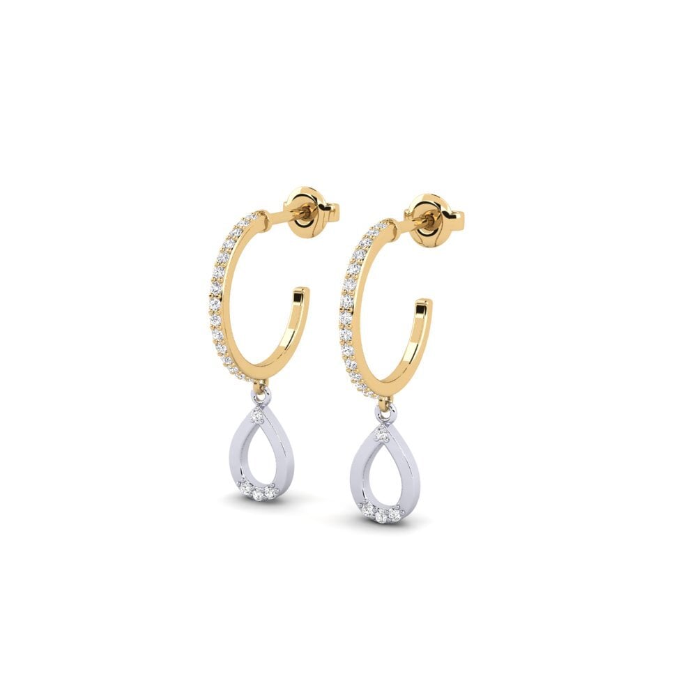 14ct Yellow & White Gold Women's Earring Opnieuw