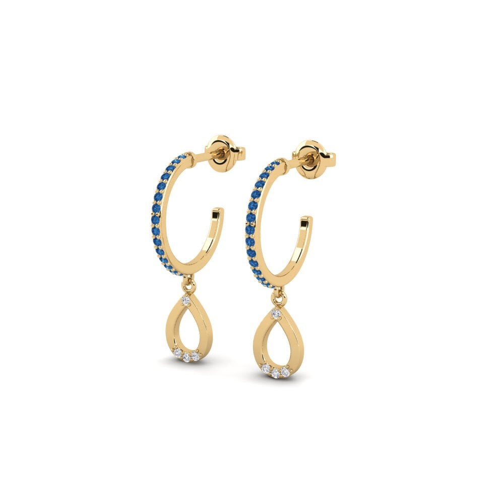 Zircônia azul escuro Brincos Feminino Opnieuw