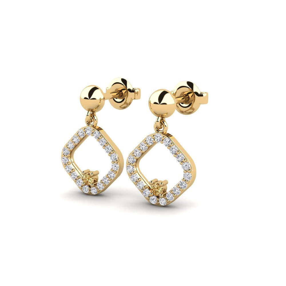 Brown Diamond Women's Earring Persegi