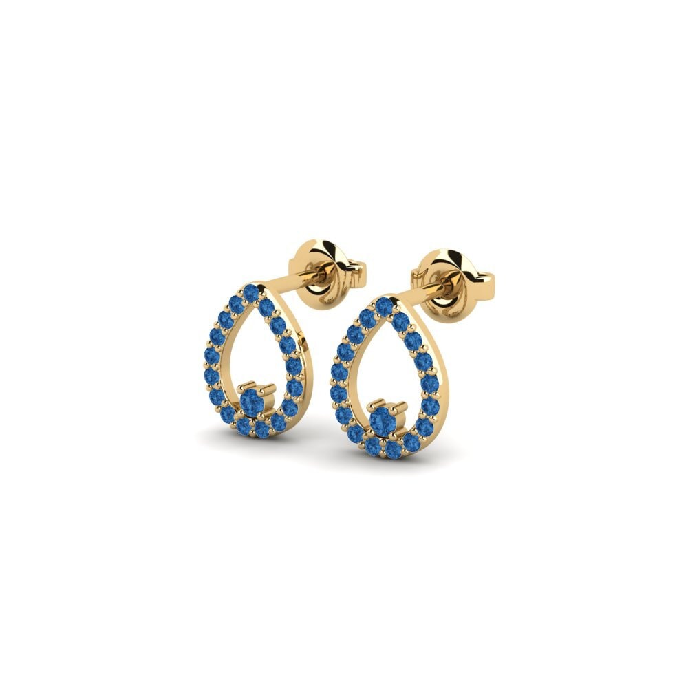 Zircônia azul escuro Brincos Feminino Qatra