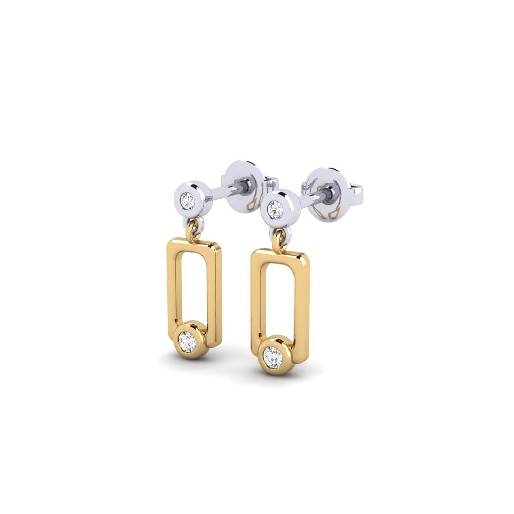 14ct Yellow & White Gold Women's Earring Rusa